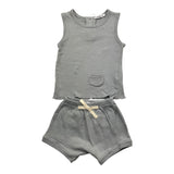 Babidu Complete Tank-Bermuda-Shorts Einfarbig Grau Für Neugeborene
