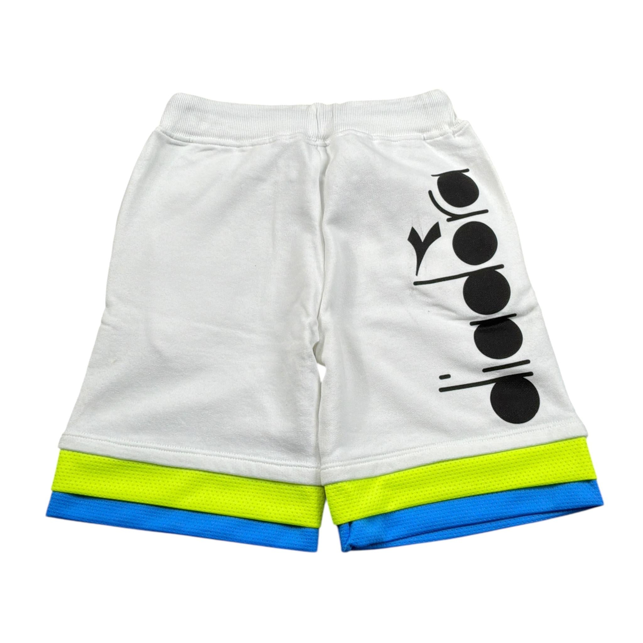 Diadora Bermuda tinta unita con Stampa Bianco per Bambino 022318 BIANCO DIADORA 
