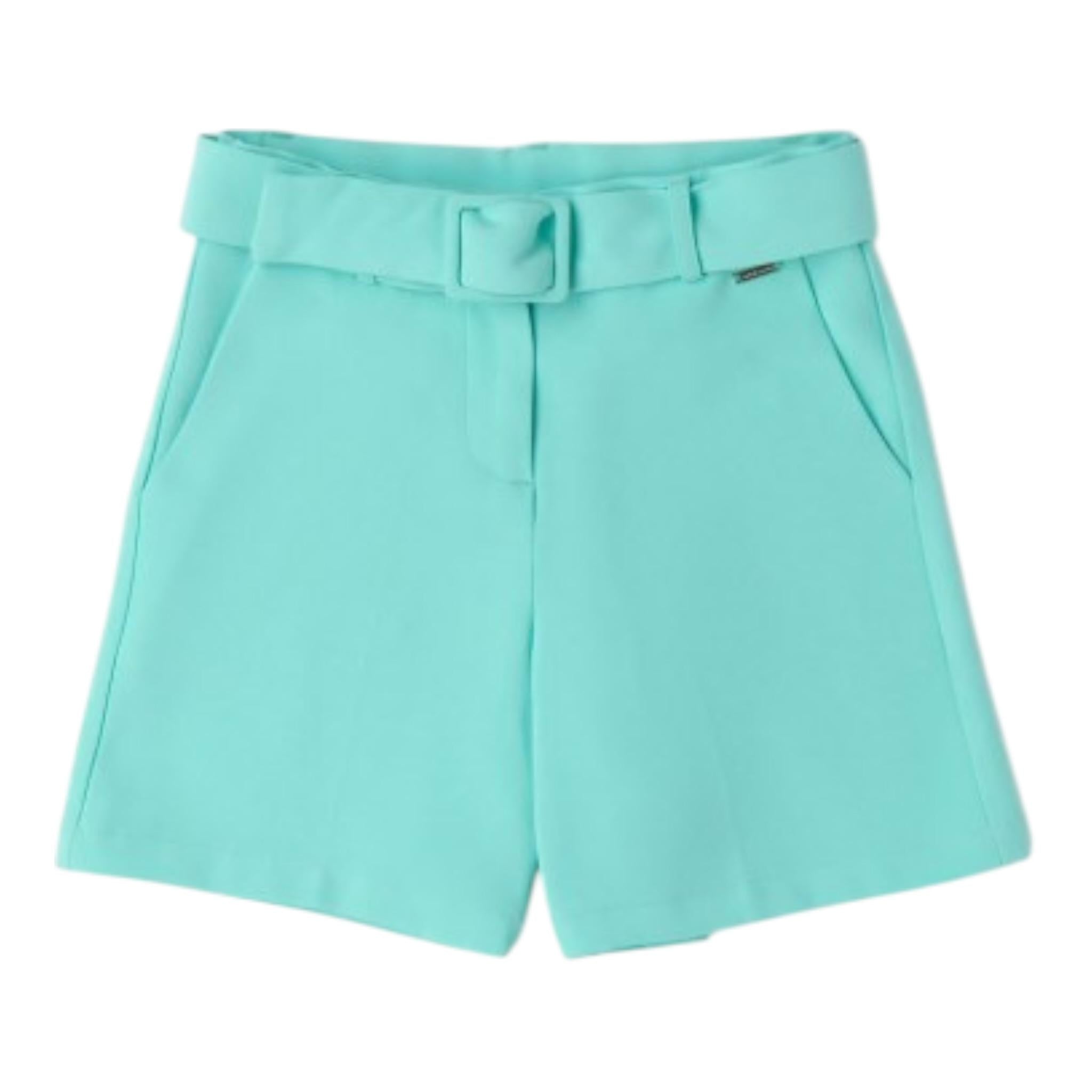Sarabanda Short Tinta Unita con Cinturino per Bambina 0645800 VERDE ACQUA SARABANDA 