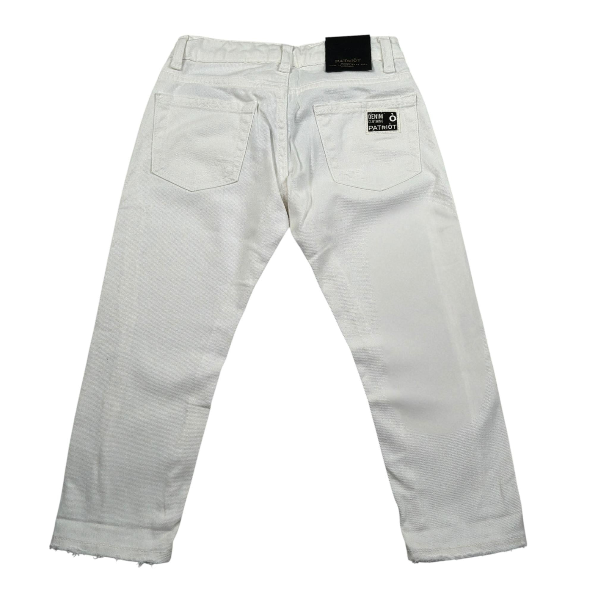 Patriot Jeans tinta unita con Strappi Bianco per Bambino PB1487 BIANCO PATRIOT 
