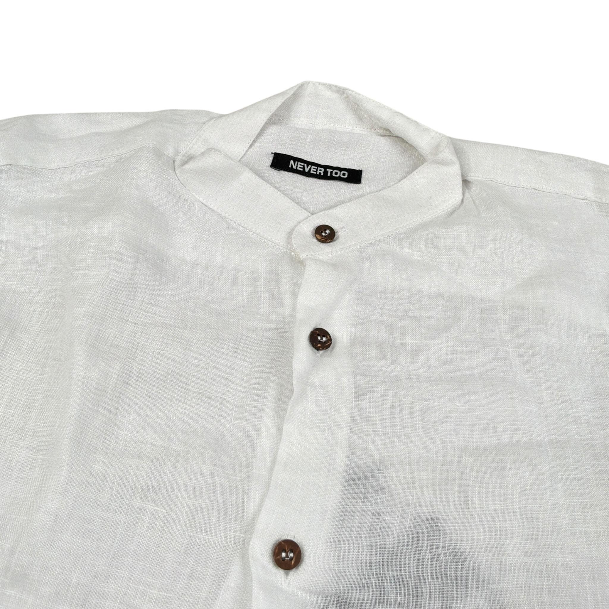 Never Too Camicia Manica Lunga tinta unita Collo Coreano Bianco per Bambino NT1568R BIANCO NEVER TOO 