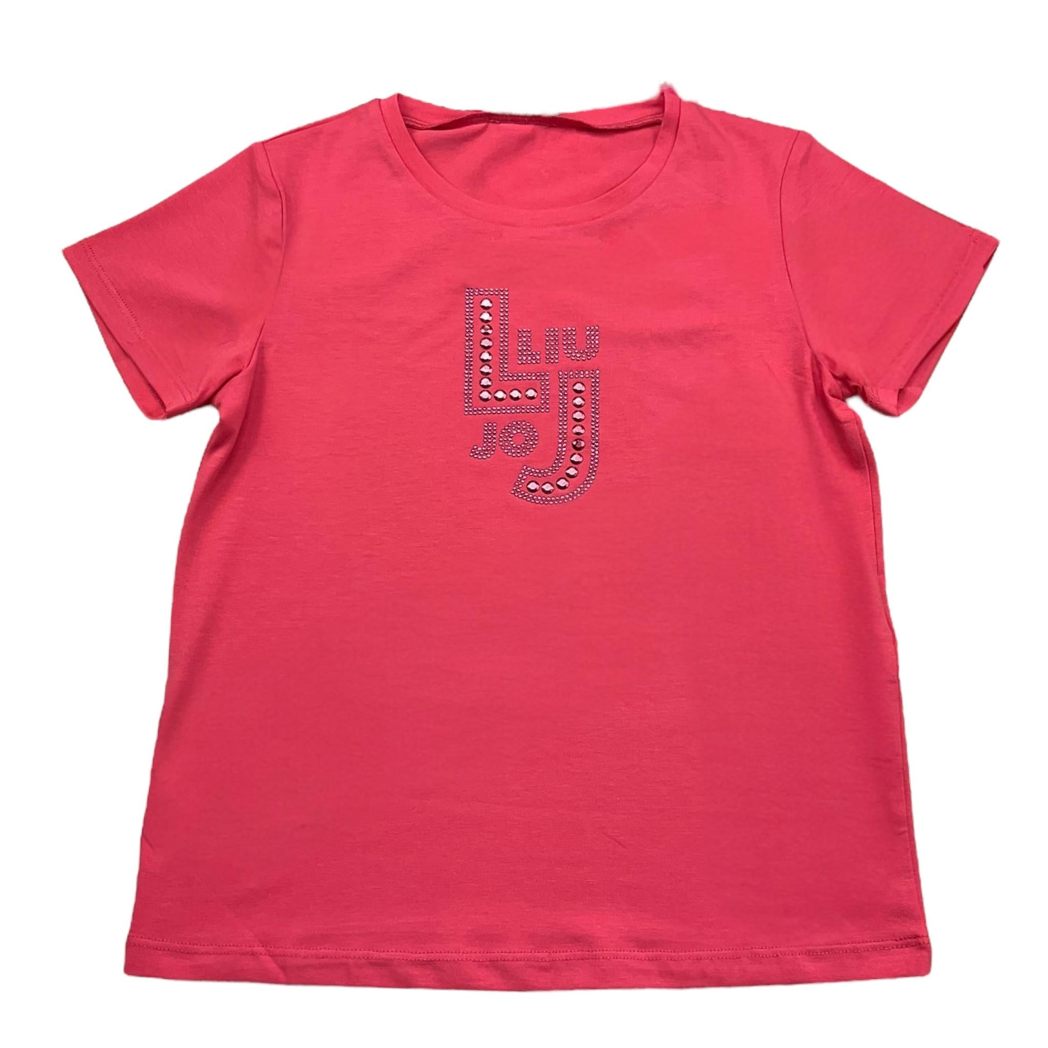 Liu Jo T-Shirt Girocollo Tinta Unita con Brillantini per Bambina GA5119 FUXIA LIU JO 