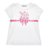 Monnalisa T-Shirt Girocollo Tinta Unita con Stampa per Bambina 11E609X BIANCO MONNALISA 
