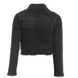 Liu Jo Einfarbige Jeansjacke mit Kontrastknöpfen Schwarz für Mädchen