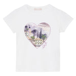 Liu Jo T-Shirt Girocollo Tinta Unita con Stampa E Brillantini per Bambina KA5093X BIANCO LIU JO 