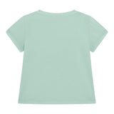 Guess T-Shirt Girocollo Tinta Unita con Stampa per Neonata A5GI03K6YW4X VERDE ACQUA GUESS 