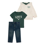 LEVI'S completo 3pz t-shirt-felpa con zip-jeans Beige per Neonato 6EL323 BEIGE LEVI'S 