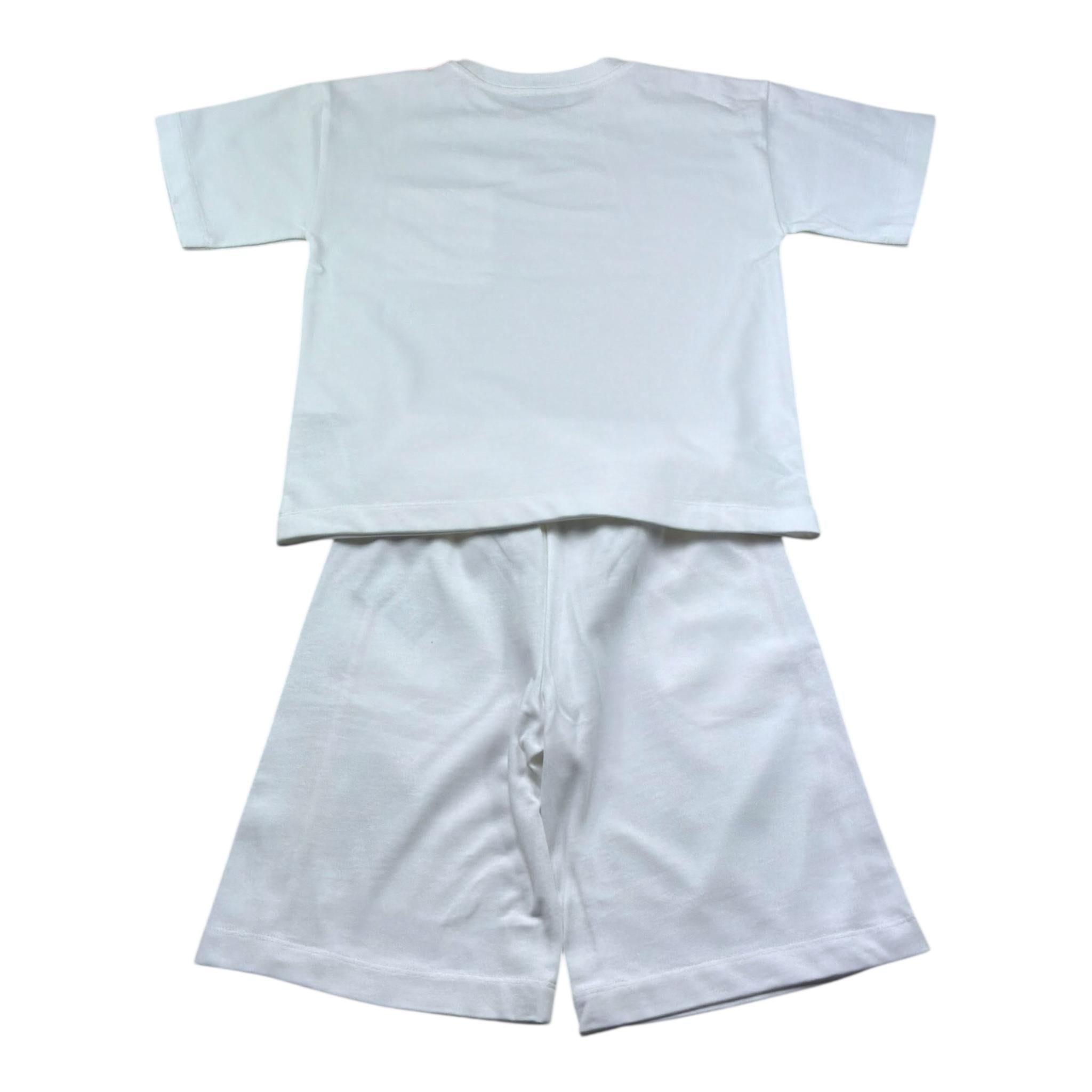 Moschino Completo 2 Pezzi T-Shirt-Bermuda Tinta Unita per Bambino HUG00X BIANCO MOSCHINO 