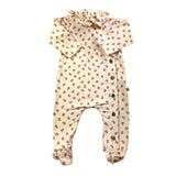 Bamboom+Babies Einfarbiger Strampler mit Kragen und rosa Blumenmuster für Neugeborene Baby Mädchen