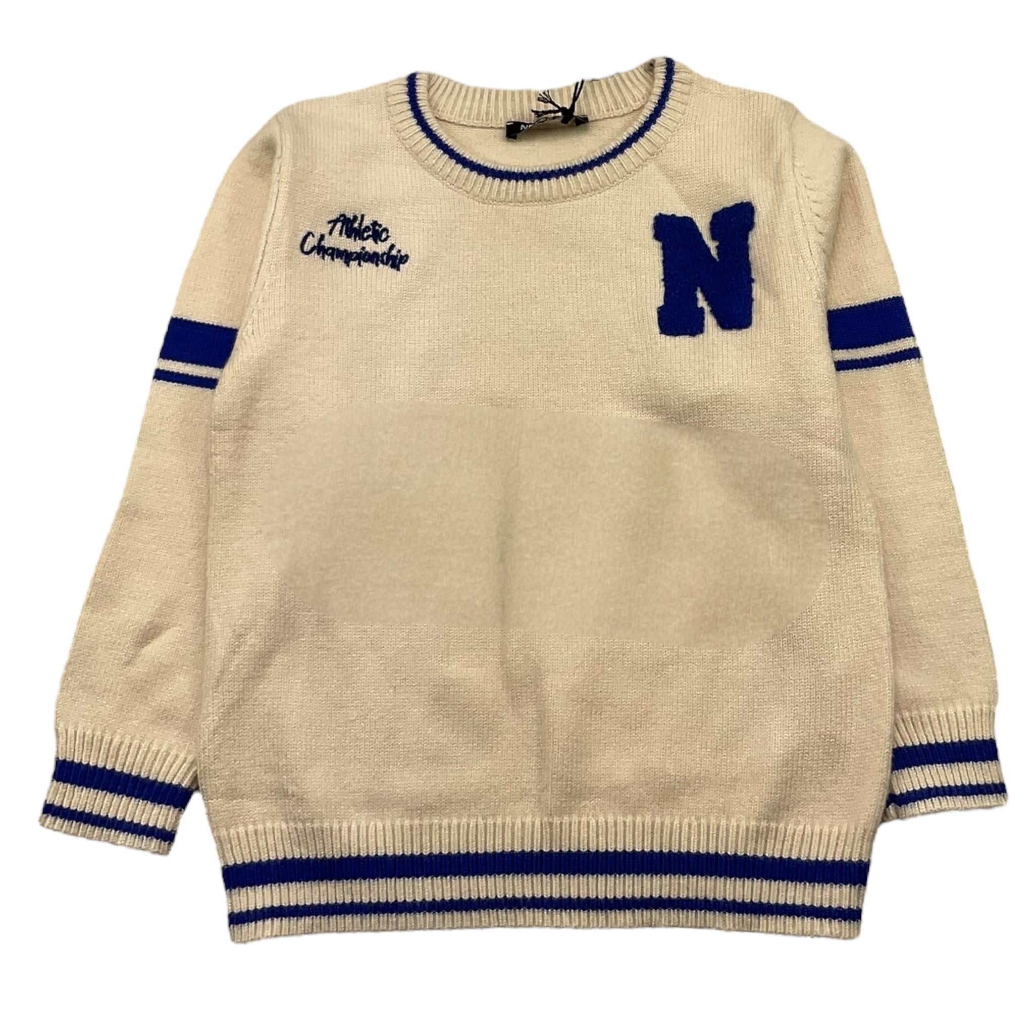 NEVER TOO maglia girocollo tinta unita con ricami in contrasto Panna per Bambino NT2175B PANNA NEVER TOO 