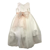 Bella Brilli Einfarbiges ärmelloses Abendkleid mit weißem Tüll für Mädchen