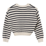 Aspesi Zweifarbiger Pullover mit Streifenmuster und cremefarbener Stickerei für Mädchen