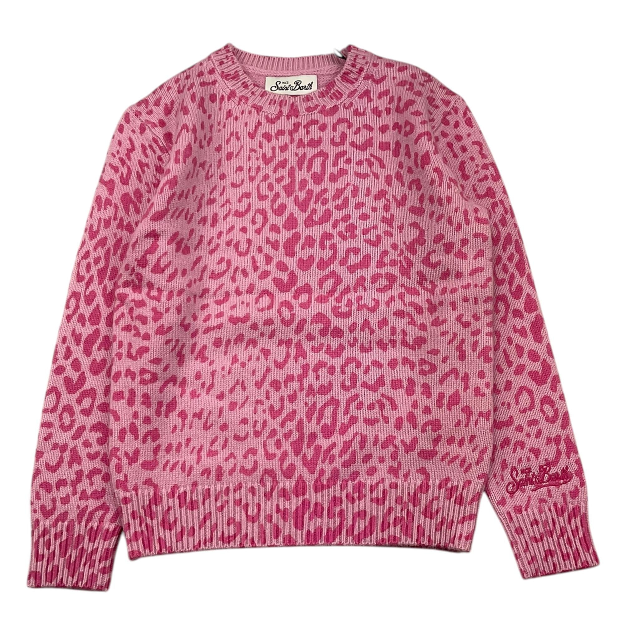 SAINT BARTH maglia tinta unita con fantasia maculata Rosa per Bambina PRC0015 ROSA SAINT BARTH 