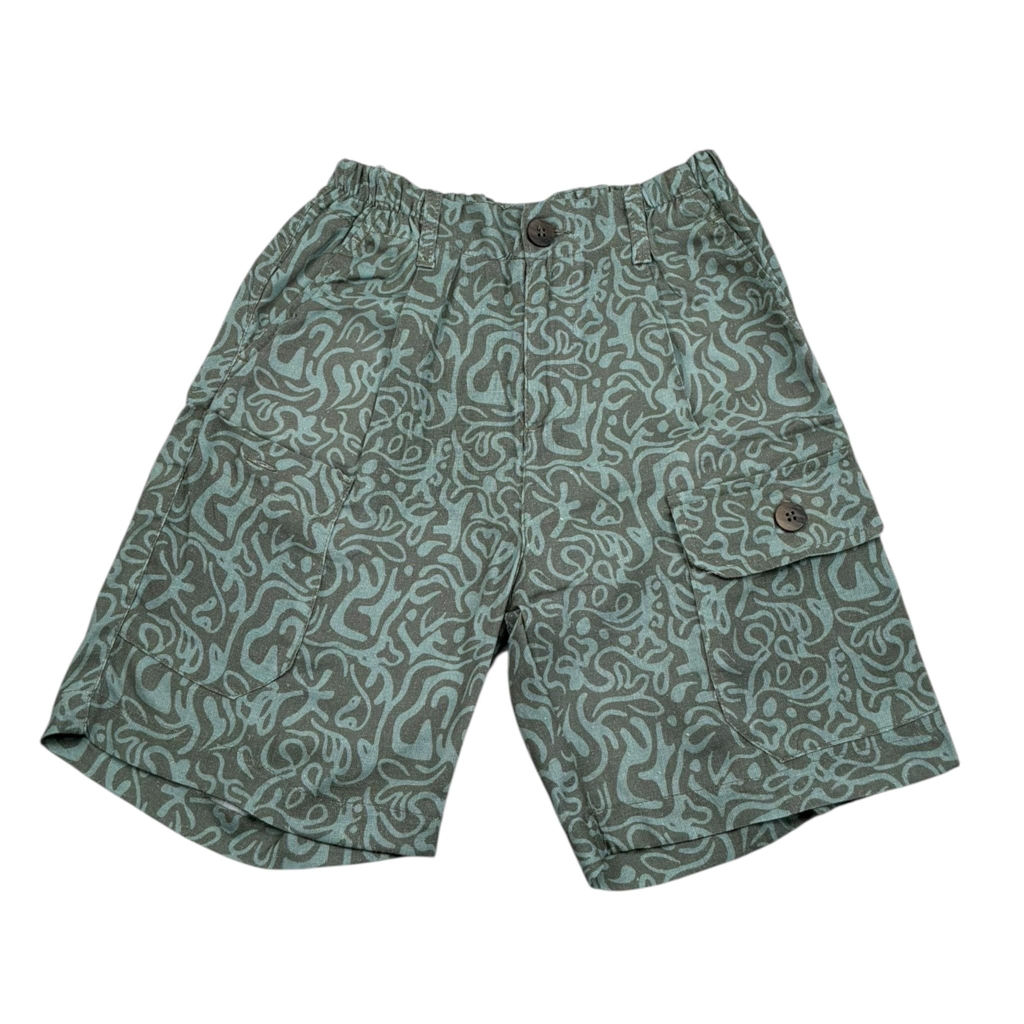 Paolo Pecora Bermuda Tinta Unita con Elastico In Vita Stampa Fantasia per Bambino PP4024 VERDE PAOLO PECORA 