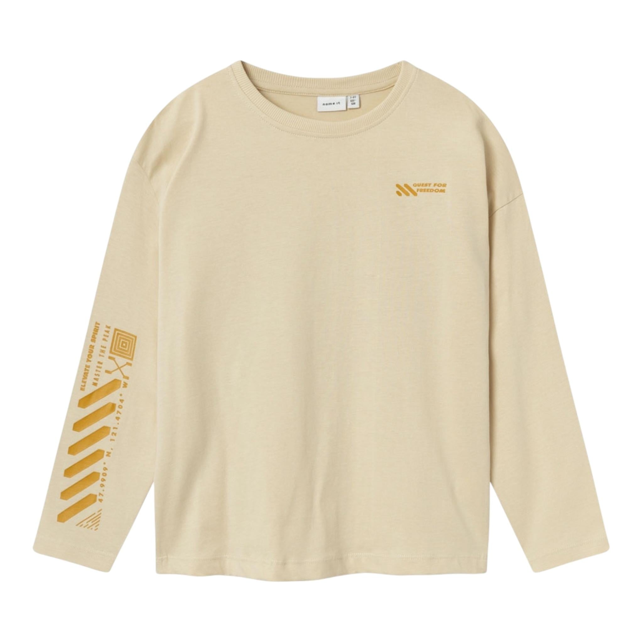 NAME.IT shirt girocollo tinta unia con stampa in contrasto Beige per Bambino 13234047 BEIGE NAME.IT 