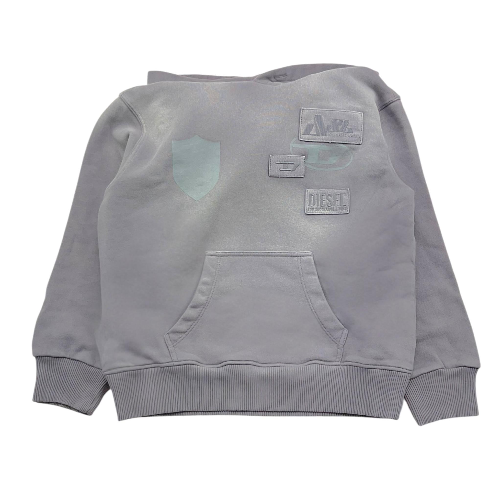 DIESEL felpa tinta unita con cappuccio e applicazioni Grigio per Bambino J01961 GRIGIO DIESEL 