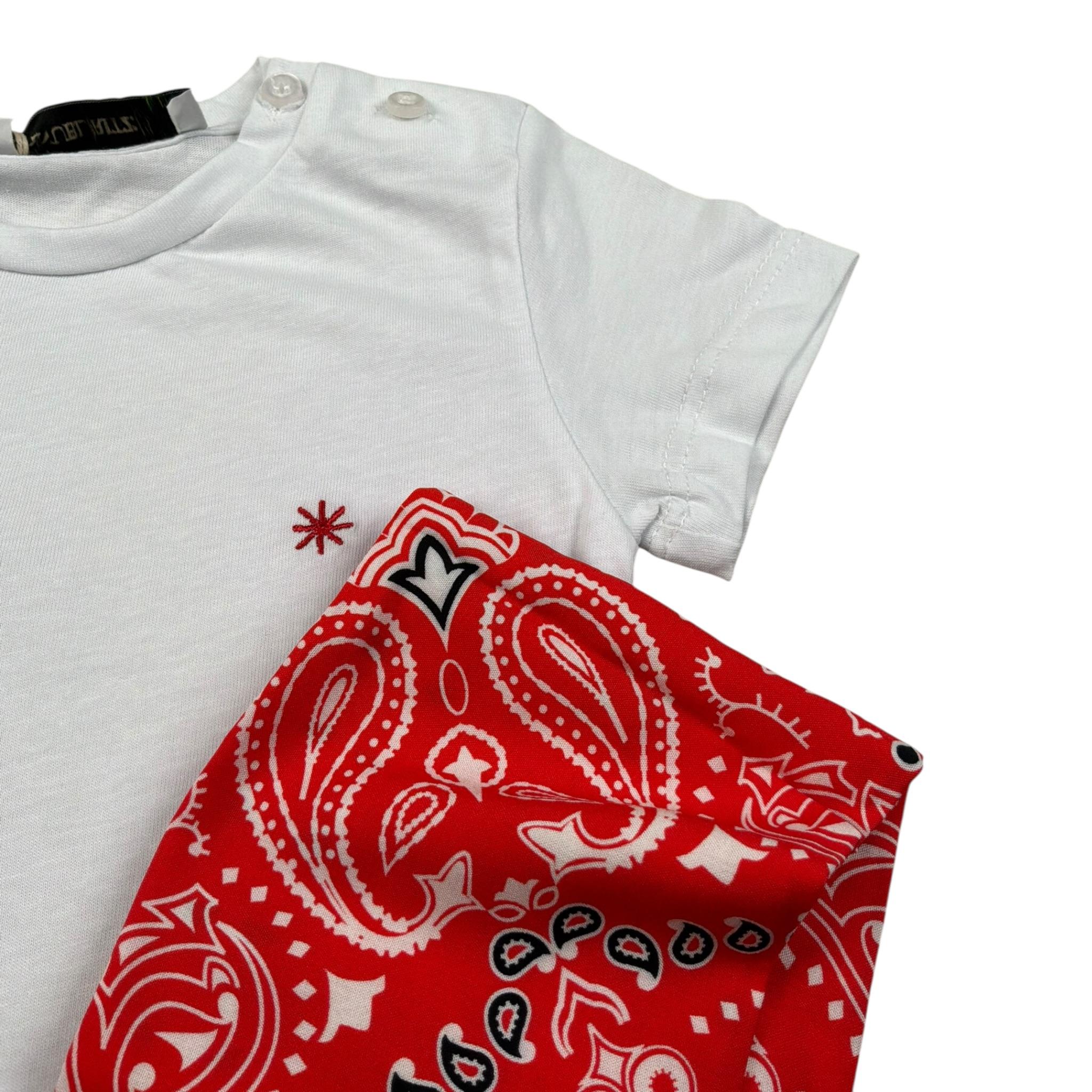 Manuel Ritz T-Shirt Girocollo Tinta Unita con Stampa E Bandana per Bambino MR3124JX BIANCO MANUEL RITZ 