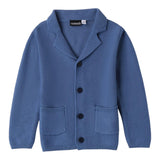 SARABANDA cardigan tinta unita con bottoni e toppe Blu per Neonato A104 BLU SARABANDA 