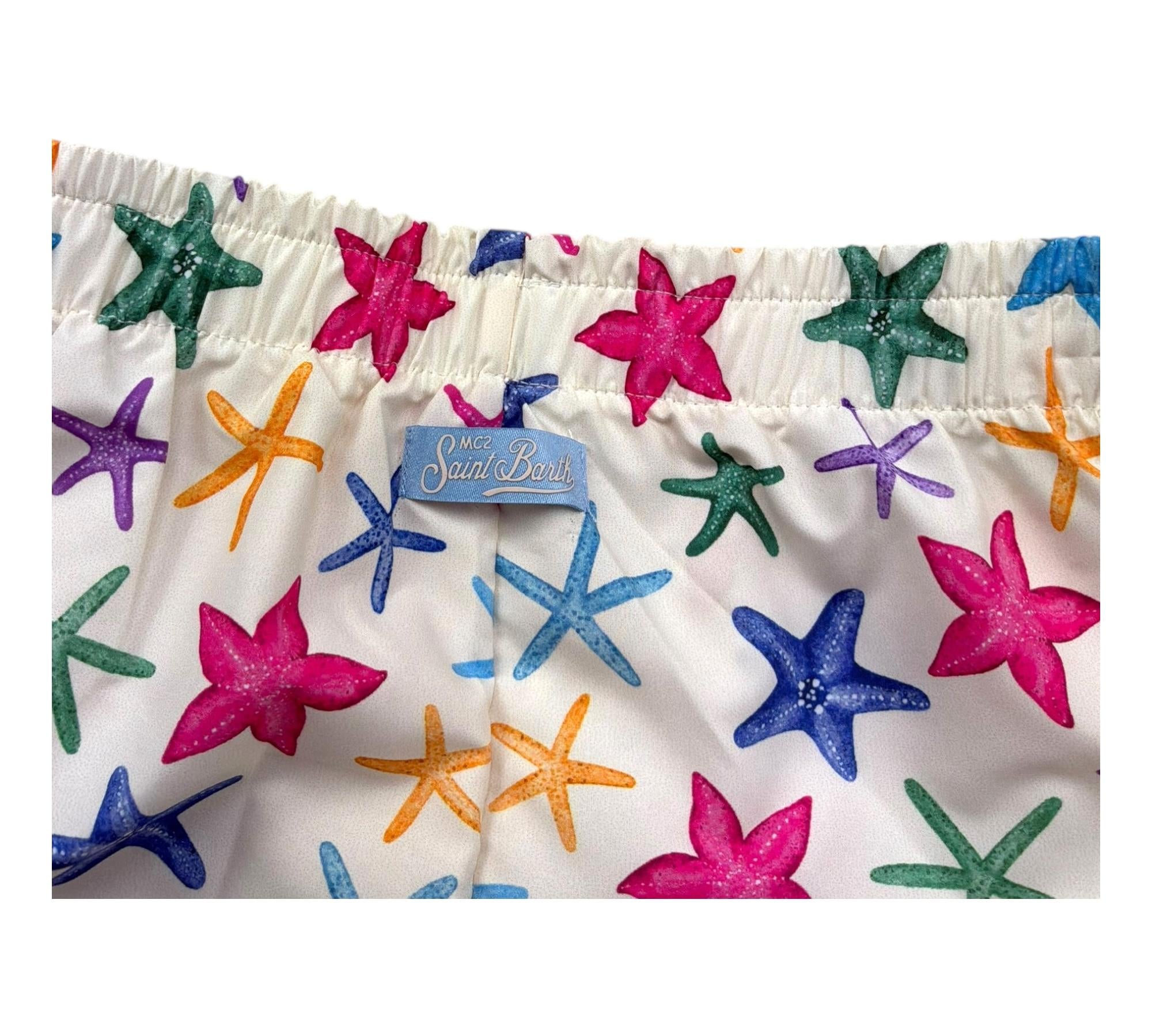 Saint Barth Short Tinta Unita con Stampa Stelle Marine per Bambina FRANCIE PANNA SAINT BARTH 