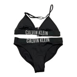 Calvin Klein Costume 2 Pezzi Triangolo-Mutandina Tinta Unita con Logo per Bambina KY0KY00091 NERO CALVIN KLEIN 