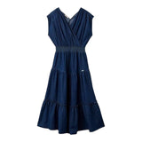 Liu Jo Einfarbiges, ärmelloses Kleid aus blauem Denim für Mädchen