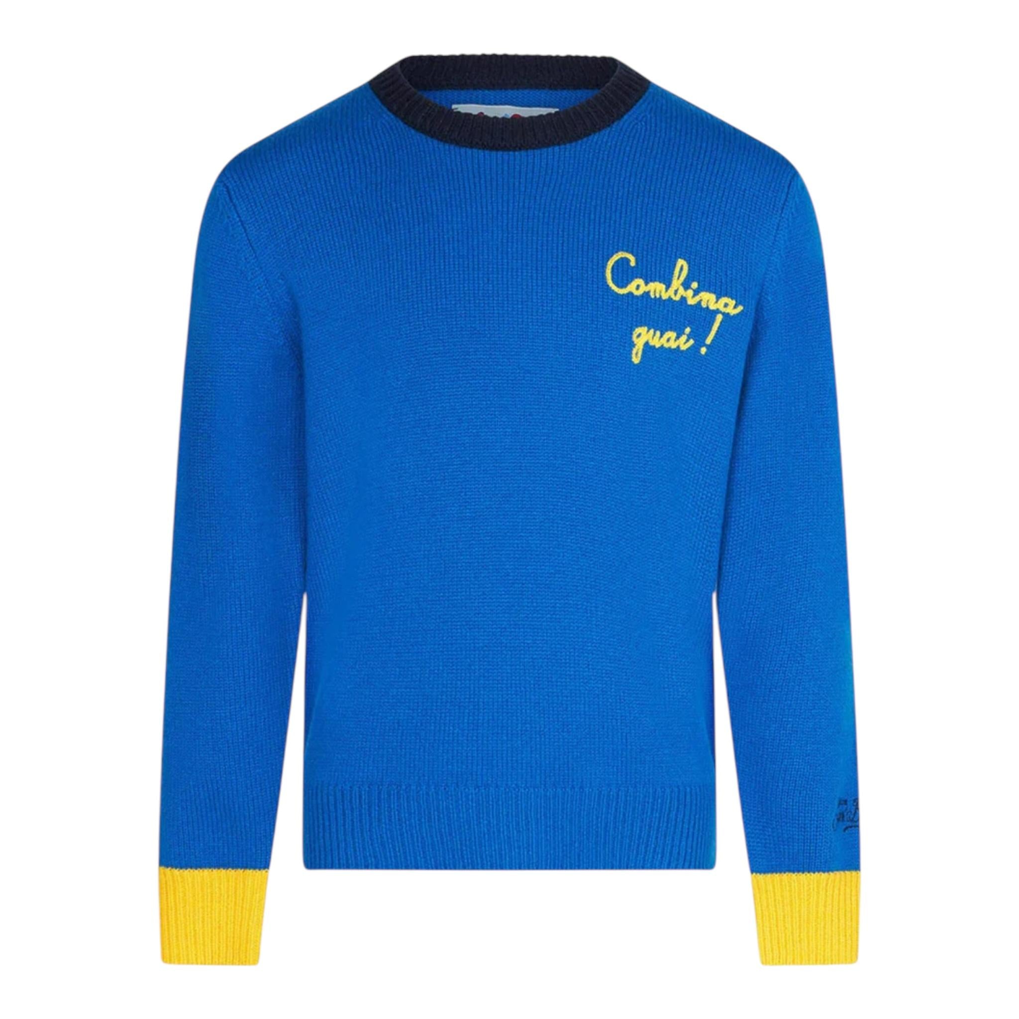 SAINT BARTH maglia girocollo tinta unita con stampa Cobalto per Bambino DOU001020 COBALTO SAINT BARTH 