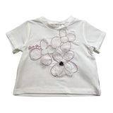 Alice Pi Einfarbiges T-Shirt mit Rundhalsausschnitt und weißem Aufdruck für Baby-Mädchen