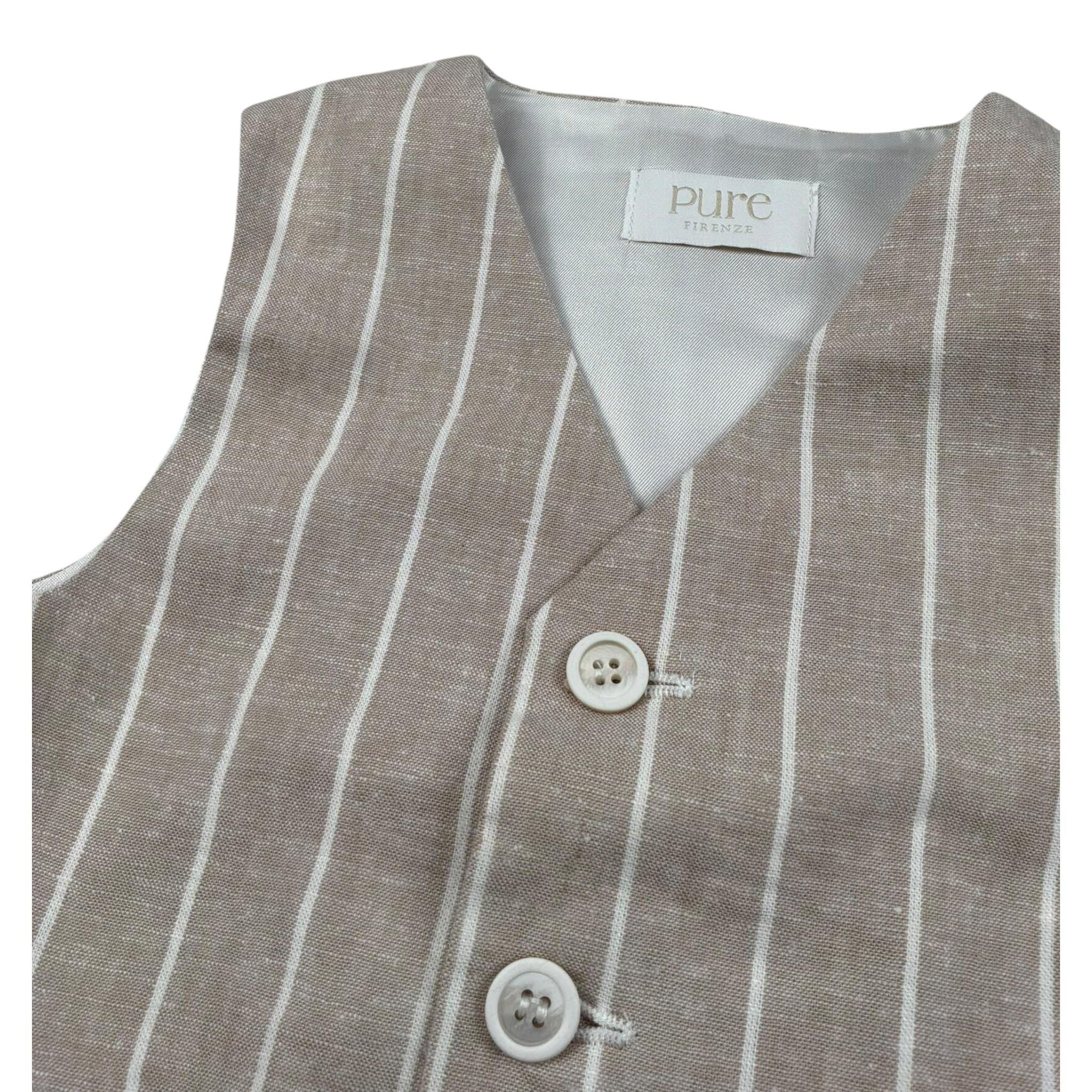 Pure Firenze Gilet tinta unita con Fantasia A Righe Beige per Neonato PC03353 BEIGE PURE FIRENZE 