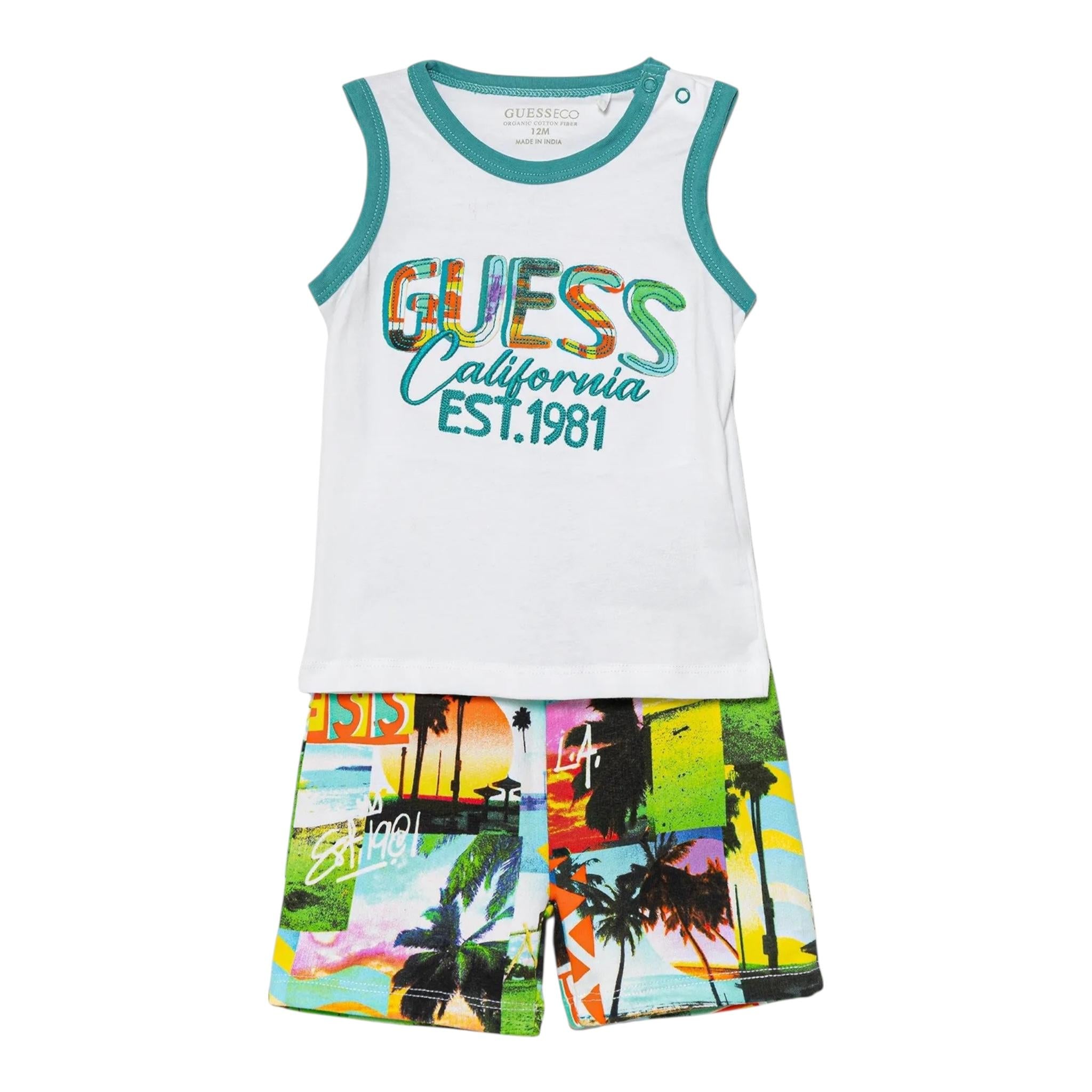 Guess Completo 2 Pezzi Canotta-Bermuda per Neonato I5GG12K8HM4 BIANCO GUESS 