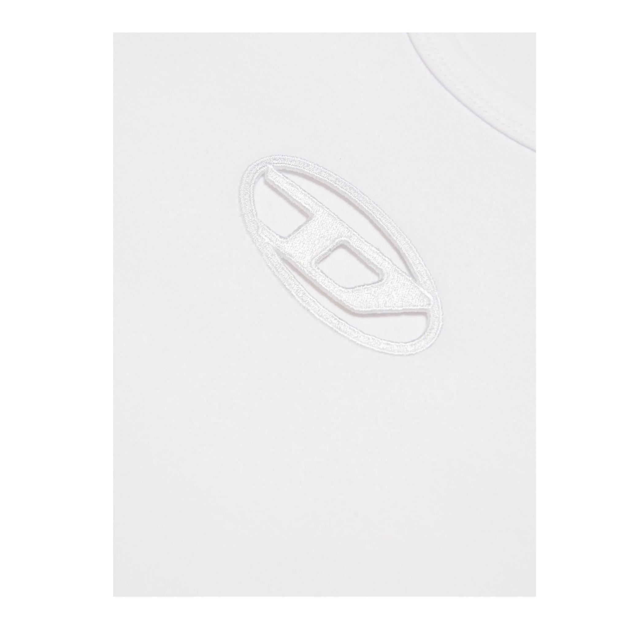 Diesel T-Shirt Girocollo Tinta Unita con Logo per Bambina J01830XX BIANCO DIESEL 