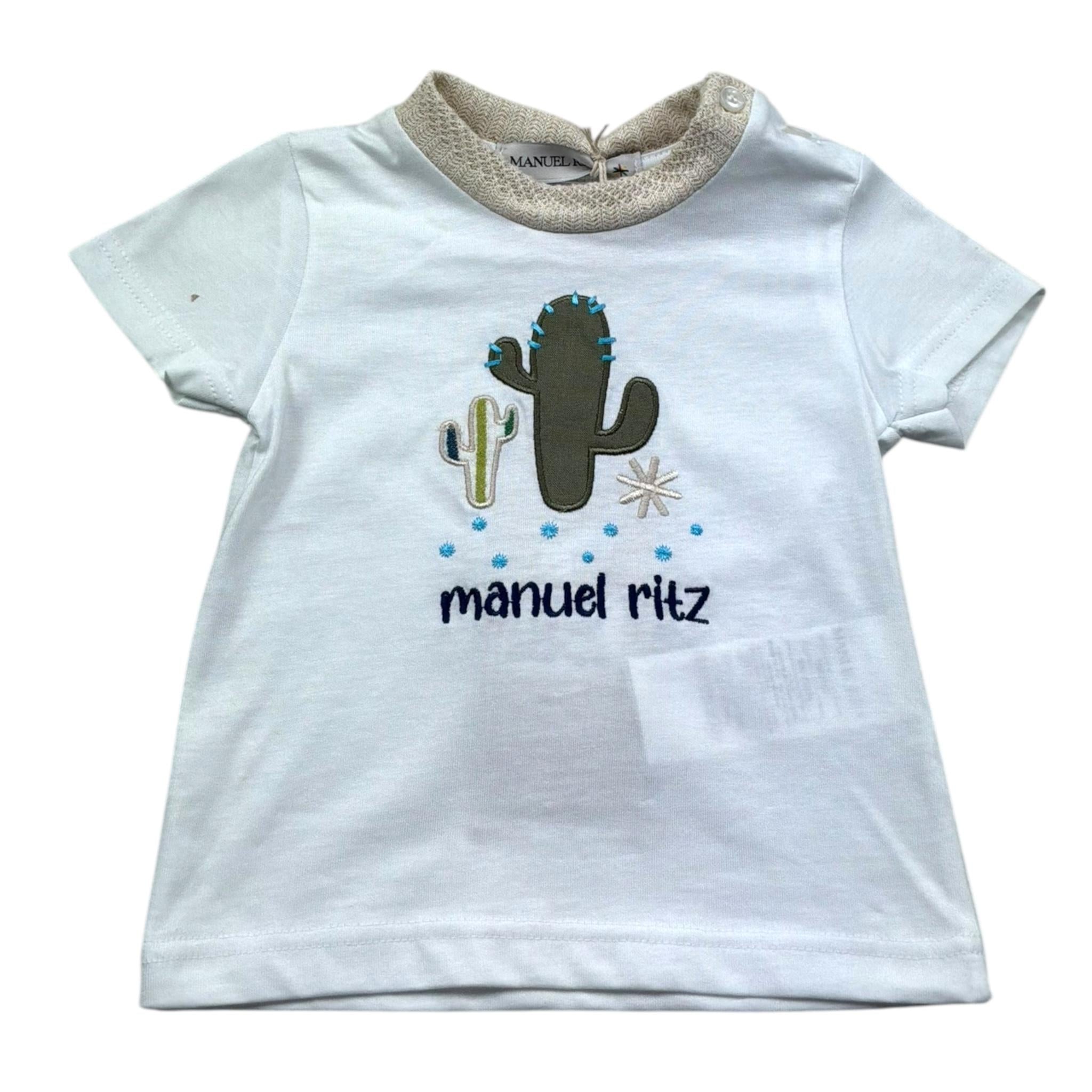 Manuel Ritz T-Shirt Girocollo Tinta Unita con Ricamo per Neonato MR3117N BIANCO MANUEL RITZ 