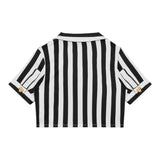 Moschino Zweifarbiges Crop-Shirt mit schwarz/weißem Streifenmuster für Mädchen