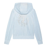 Juicy Couture Mädchen Einfarbiger Wildleder-Hoodie Hellblau