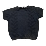 Emanuel Pris – Einfarbiges Strick-T-Shirt mit Rundhalsausschnitt in Blau für Neugeborene