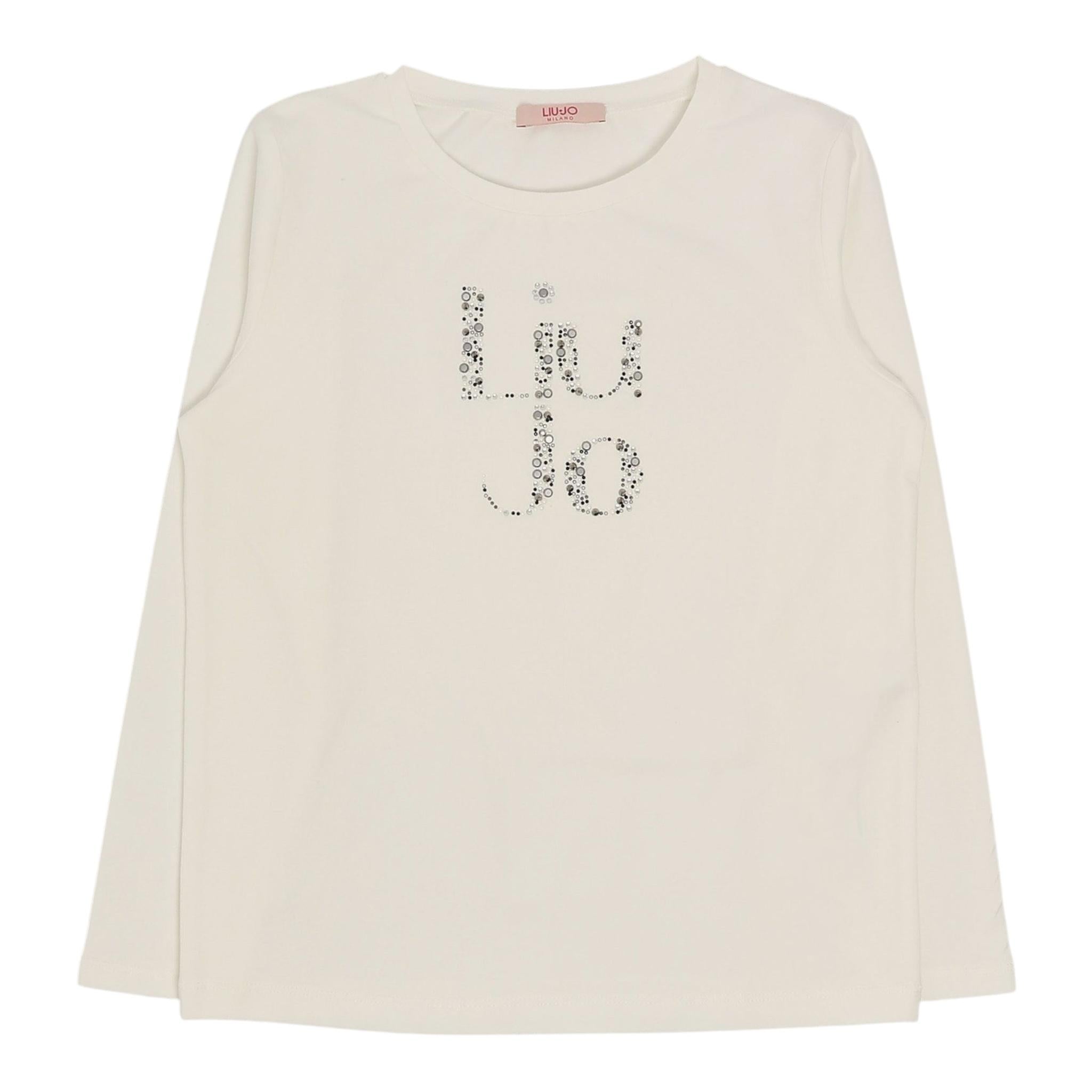 LIU JO shirt girocollo tinta unita con stampa e applicazioni Bianco per Bambina GF4093XX BIANCO LIU JO 