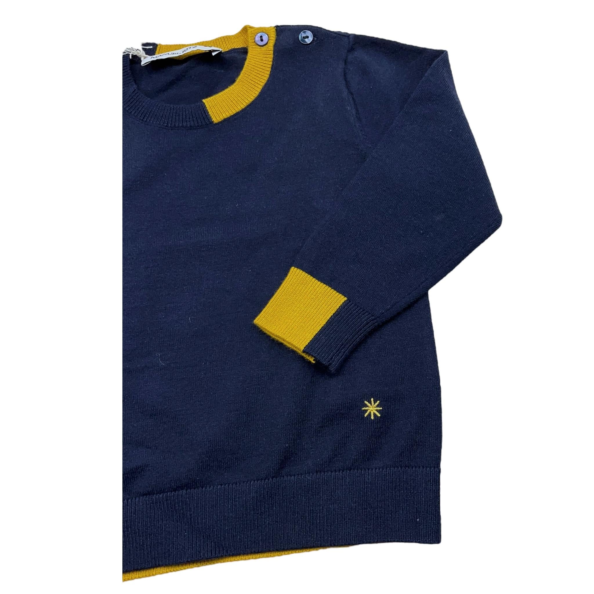 MANUEL RITZ maglia girocollo tinta unita con profili in contrasto Blu per Neonato MR2716N BLU MANUEL RITZ 