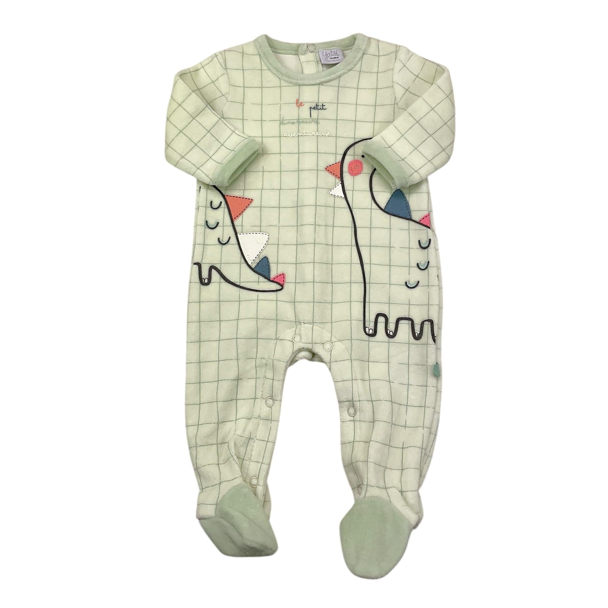 YATSI BABY tutina bicolore con stampa dinosauro Verde per Neonato 24200306 VERDE YATSI BABY 