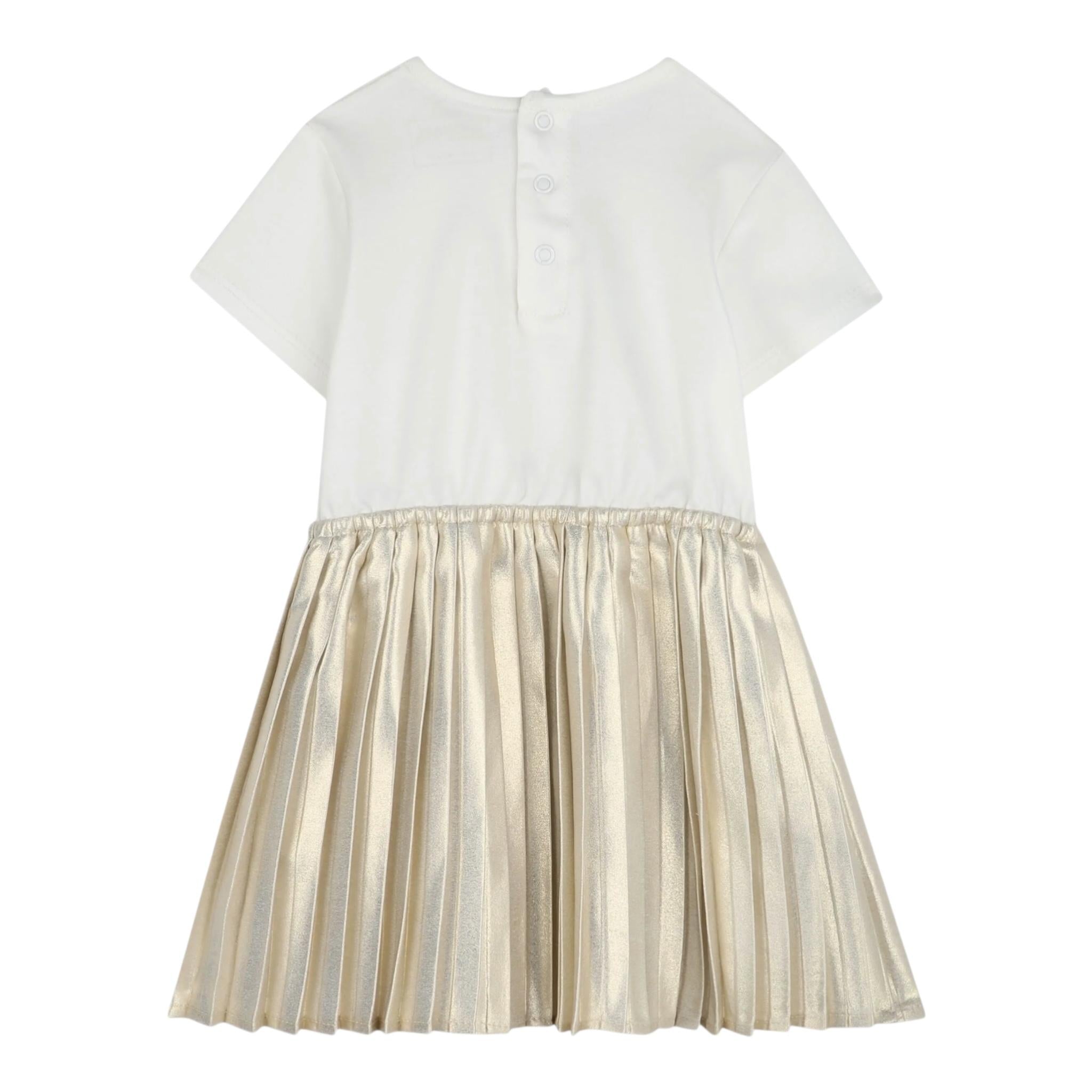 Michael Kors Abito Mezza Manica con Gonna In Contrasto per Neonata R30308 BIANCO MICHAEL KORS 