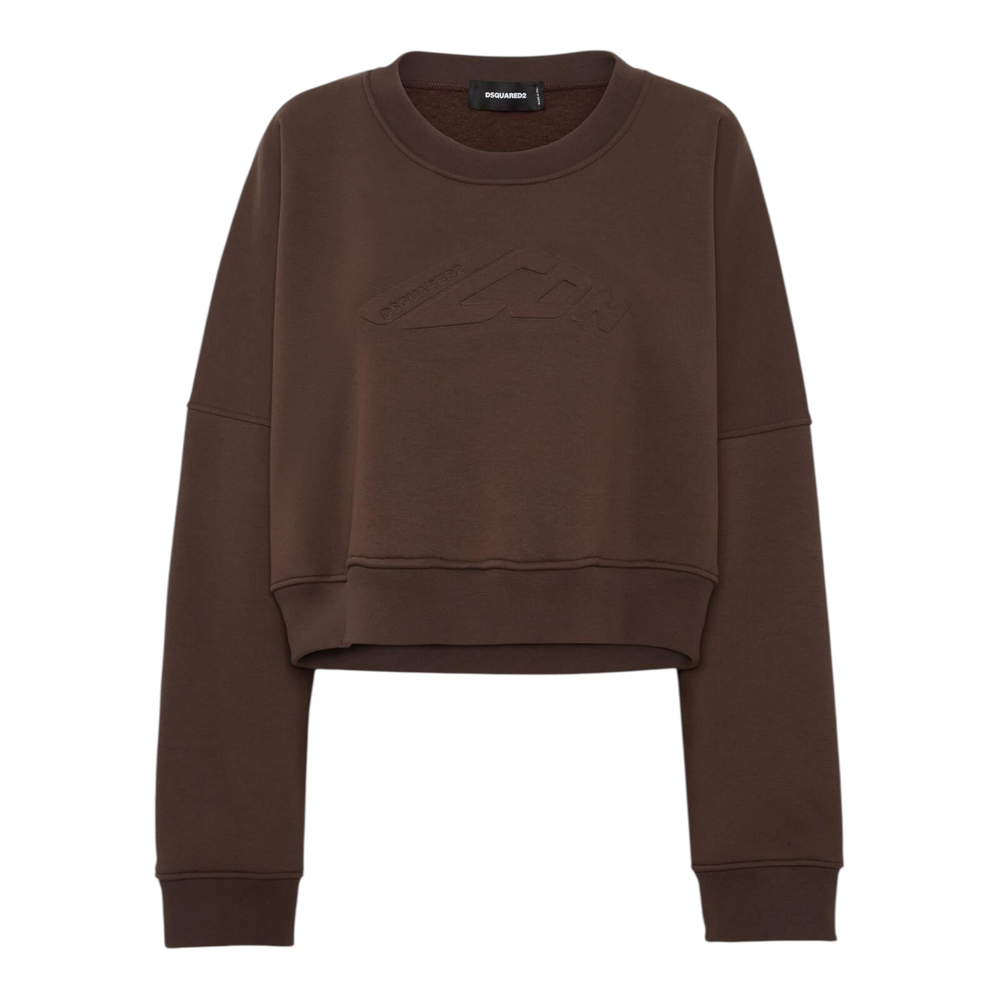 Dsquared2 Felpa Chiusa Tinta Unita con Logo per Bambina DQ2933 MARRONE DSQUARED2 