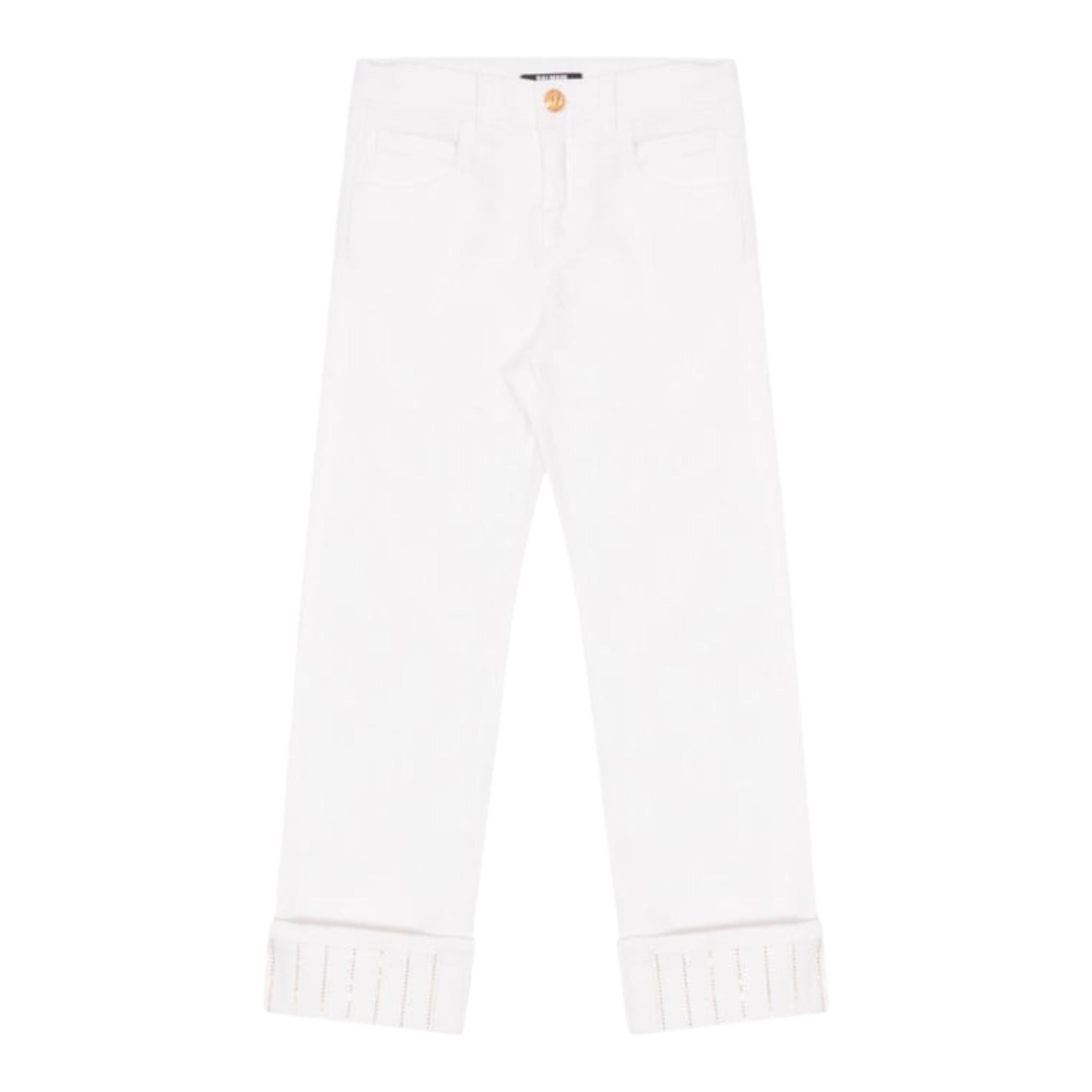 Balmain Jeans tinta unita con 5 Tasche Panna per Bambina BU6Q90 PANNA BALMAIN 