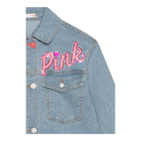 Billieblush Baby Mädchen Einfarbige Jeansjacke mit Pailletten Hellblau