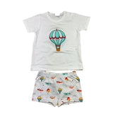 Sardon Komplettes T-Shirt-Kostüm Heißluftballons Weiß für Neugeborene