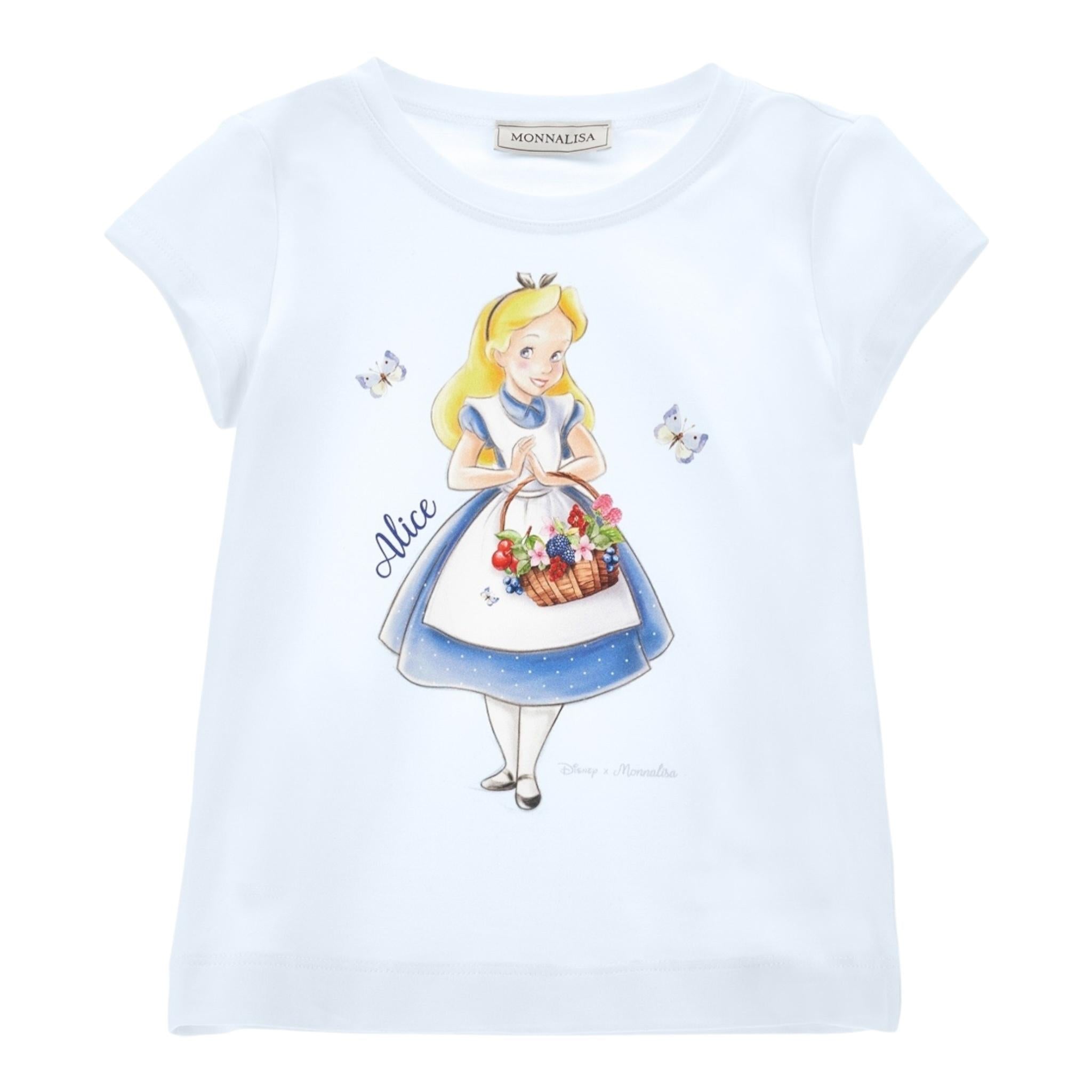 Monnalisa T-Shirt Girocollo Tinta Unita con Brillantini per Neonata 115622N BIANCO MONNALISA 