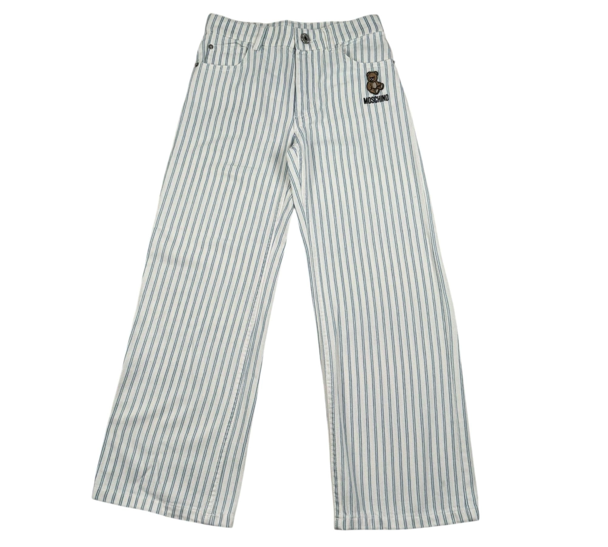 Moschino Jeans Tinta Unita Fantasia A Righe con Girovita Regolabile per Bambino HDP06X BIANCO MOSCHINO 