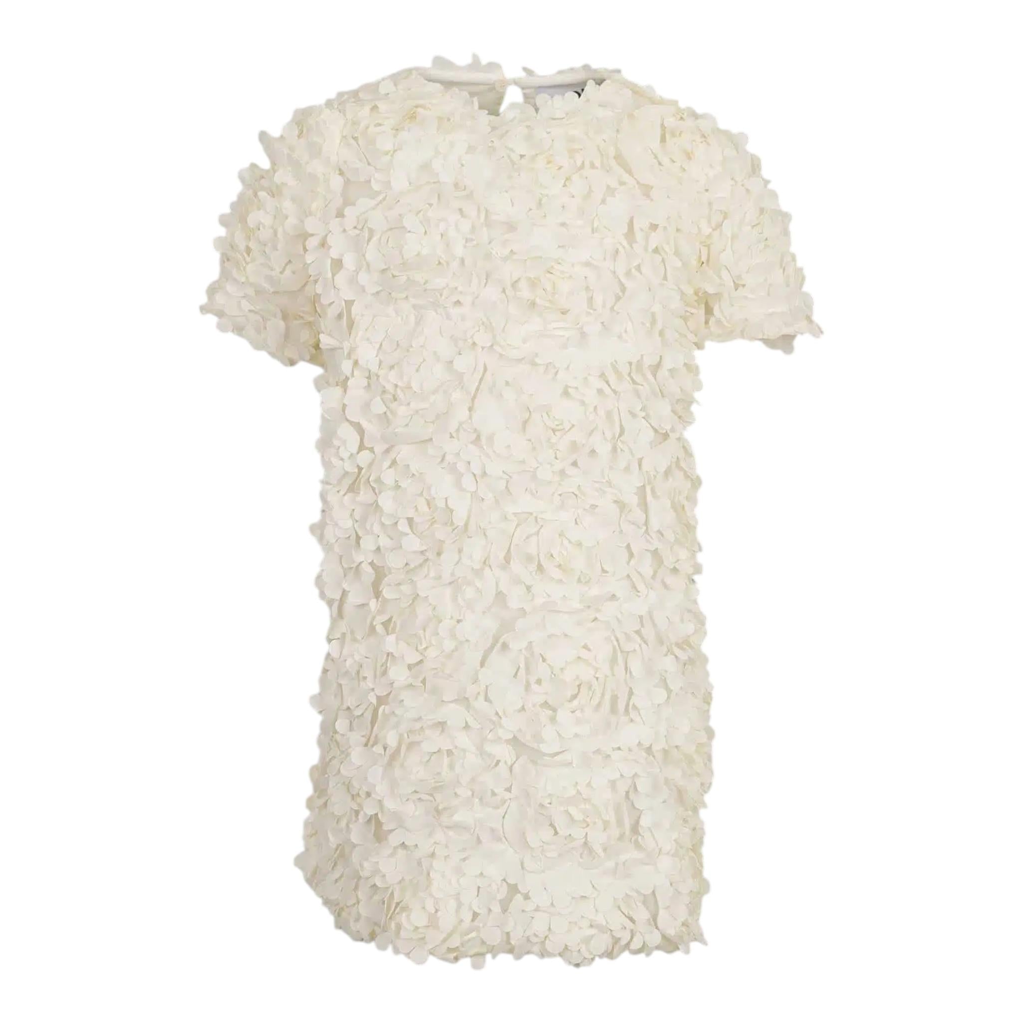 Dou Dou Abito Girocollo Tinta Unita con Applicazioni per Bambina DW1A91XX PANNA DOU DOU 