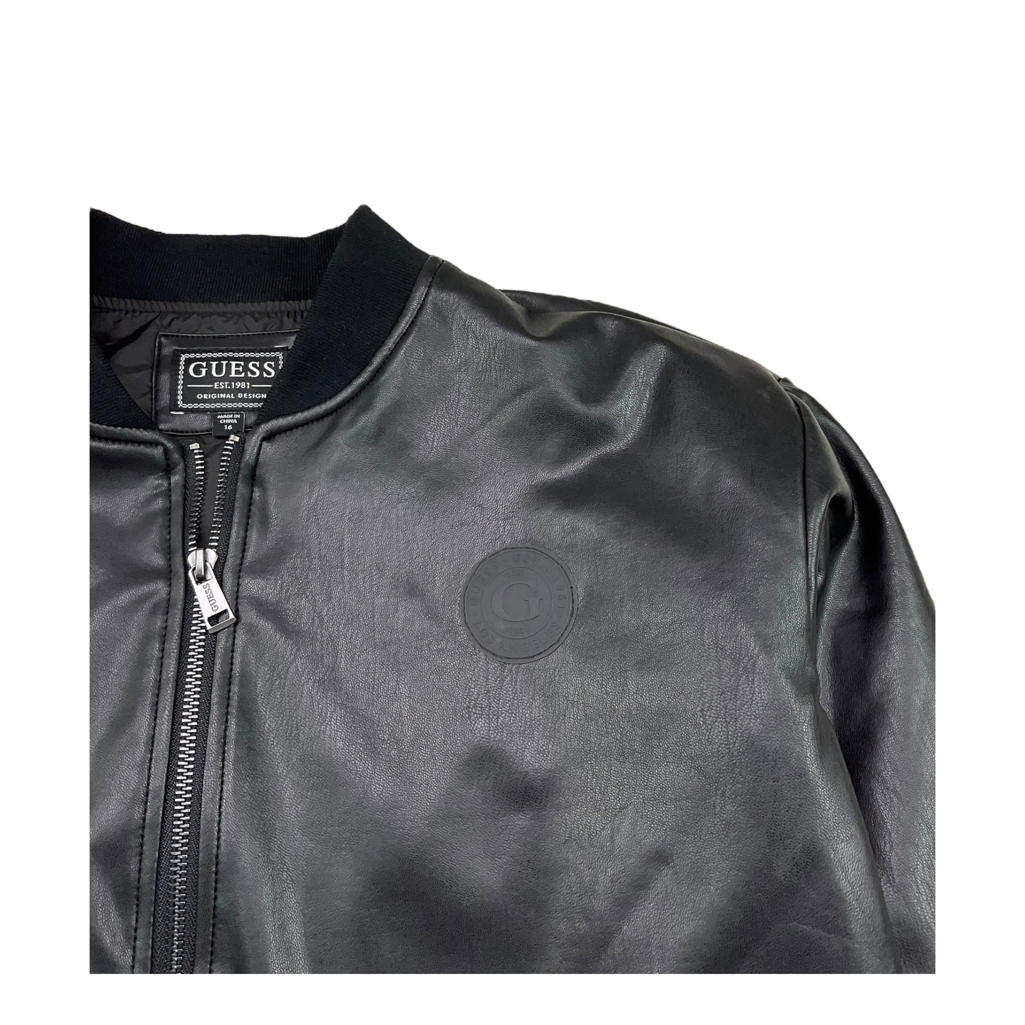 Guess Giubbino Tinta Unita con Ecopelle per Bambino L4RL04WEEY0 NERO GUESS 