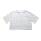 Msgm – Einfarbiges T-Shirt mit Rundhalsausschnitt und weißem Katzendruck für Mädchen