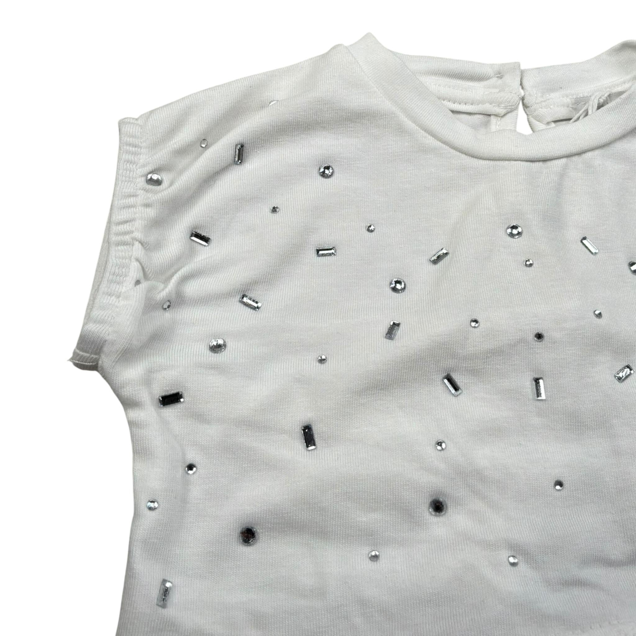 M+E' T-Shirt Girocollo tinta unita con Brillantini Bianco per Neonata UE1821 BIANCO M+E' 