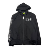ICON felpa con zip e cappuccio tinta unita con logo Nero per Bambino IBSW324 NERO ICON 
