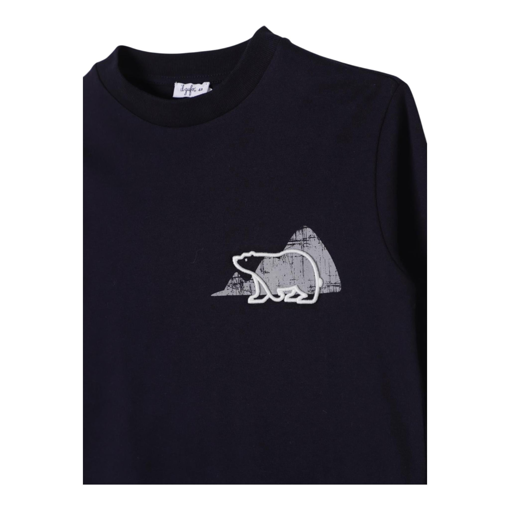 IL GUFO shirt girocollo tinta unita con stampa Blu per Bambino A24TA350MF002J BLU IL GUFO 